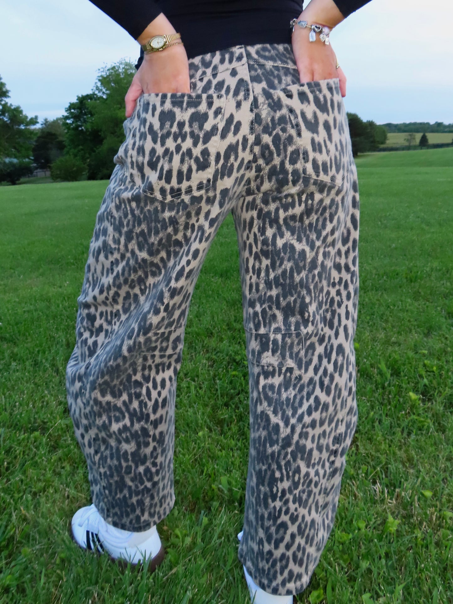 Julia Leopard Barrel Jeans