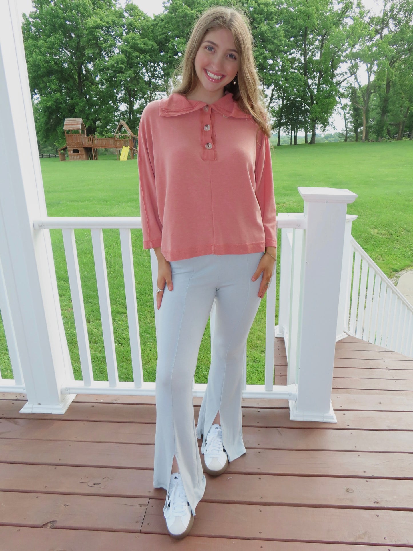 Celeste Burnt Orange Collared Top