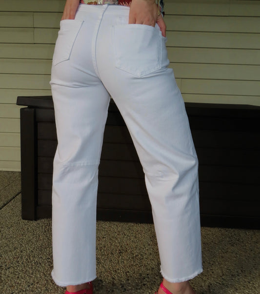 Clara White Barrel Jeans