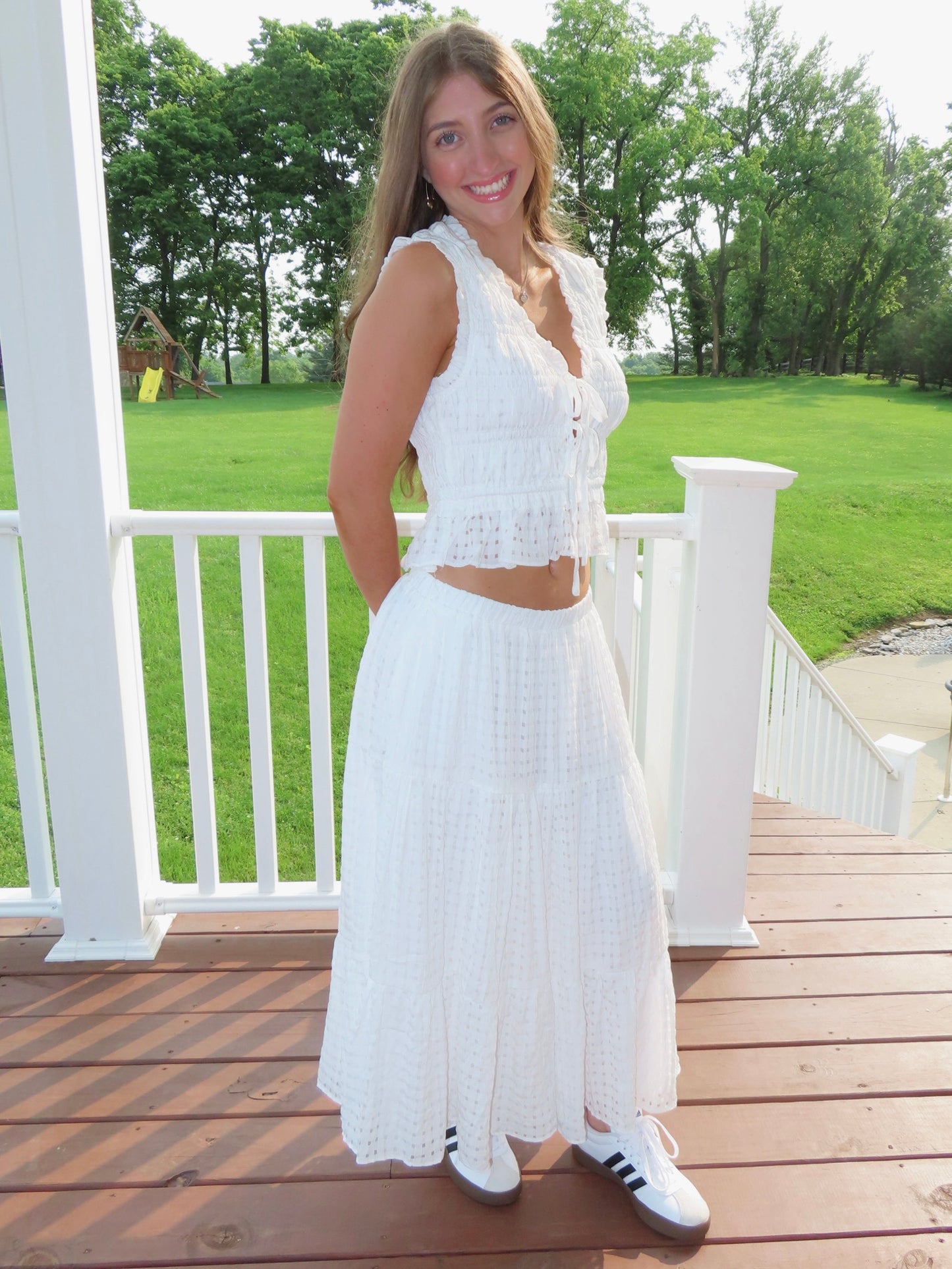 White Ruffle Top