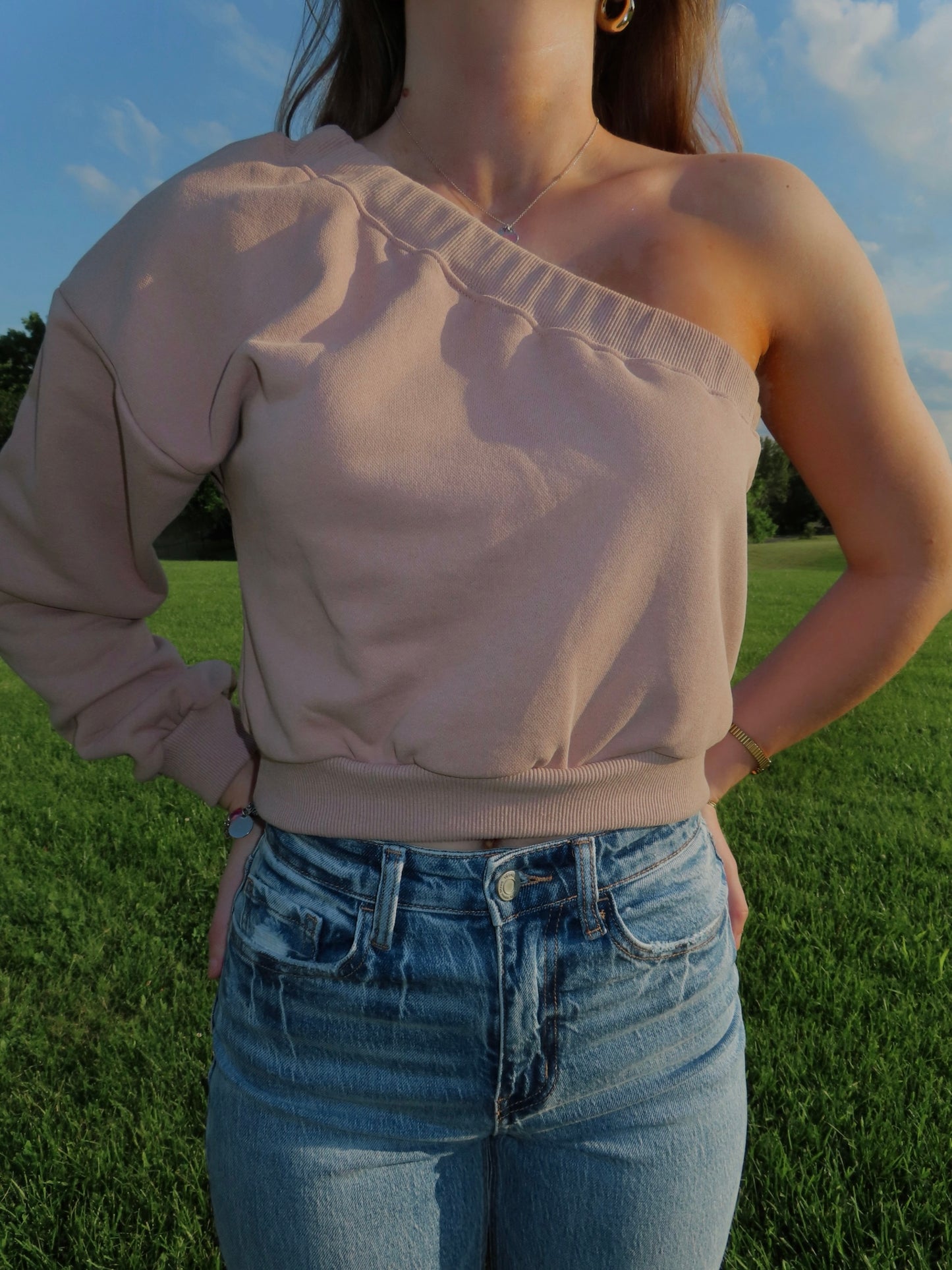 One Shoulder Sweatshirt