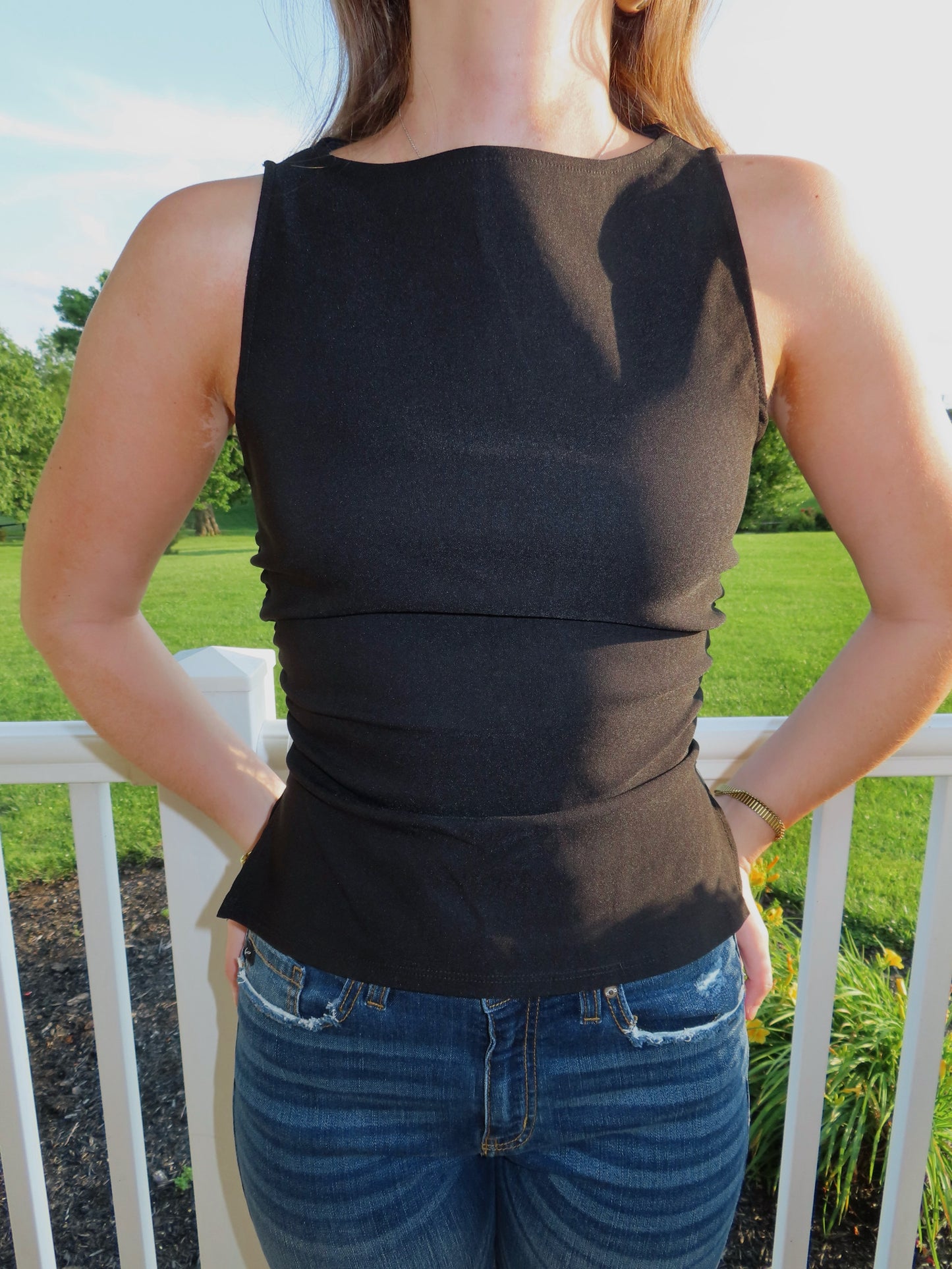 Black Boatneck Top