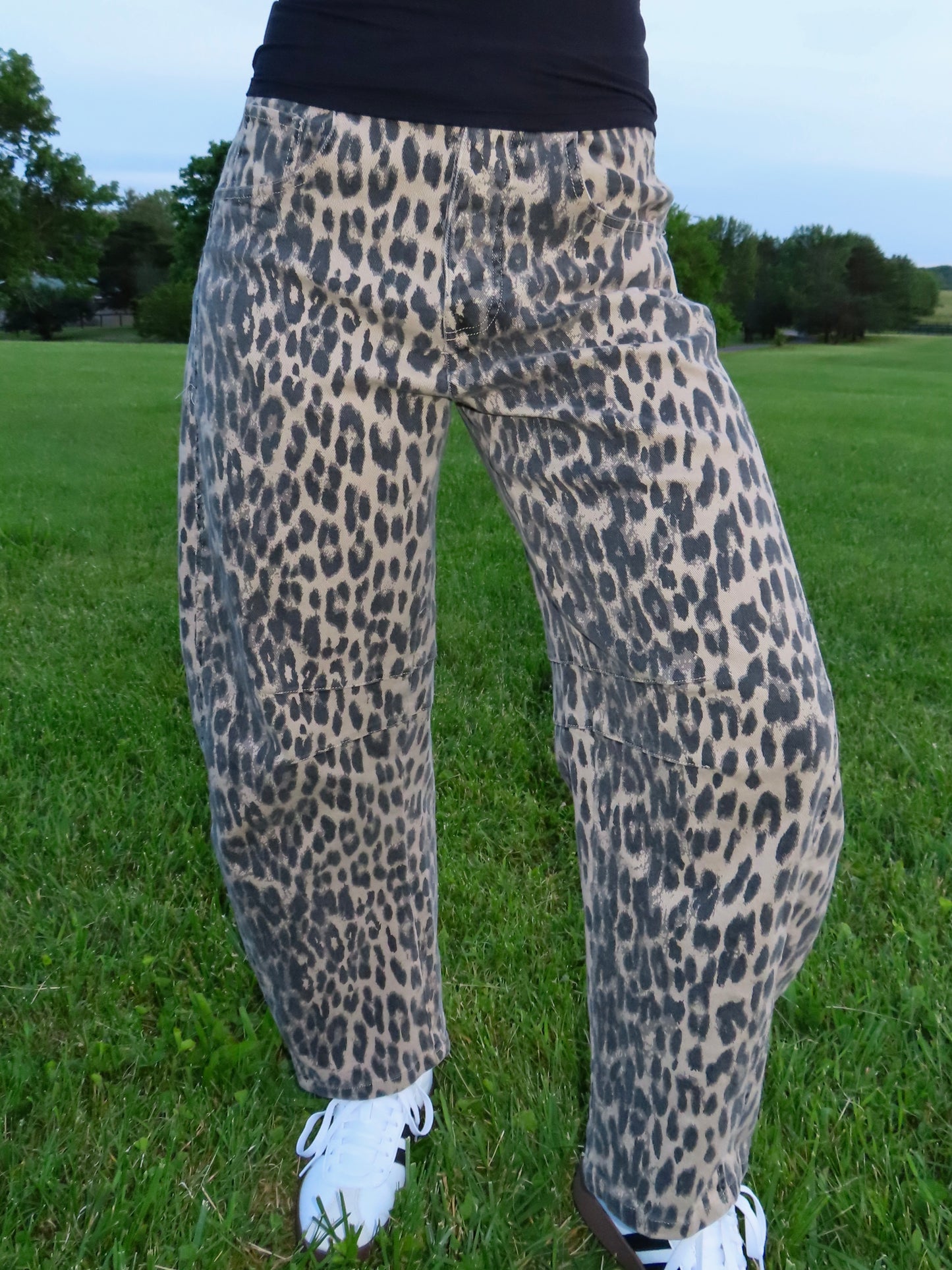 Julia Leopard Barrel Jeans