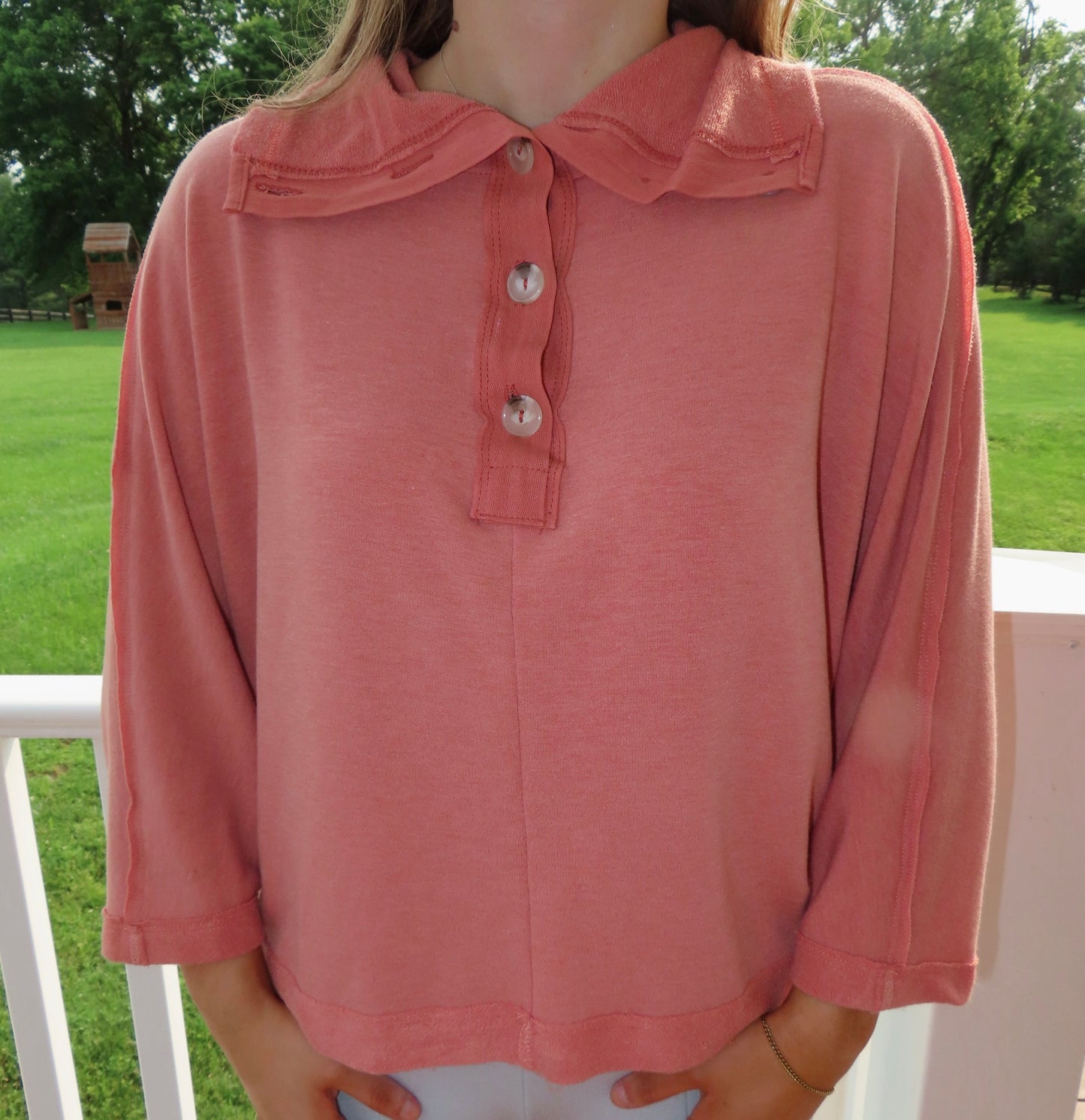Celeste Burnt Orange Collared Top
