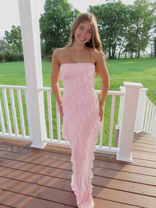 Pink Ruffled Maxi Dress