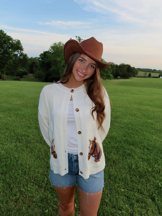 Embroidered Horse Cardigan