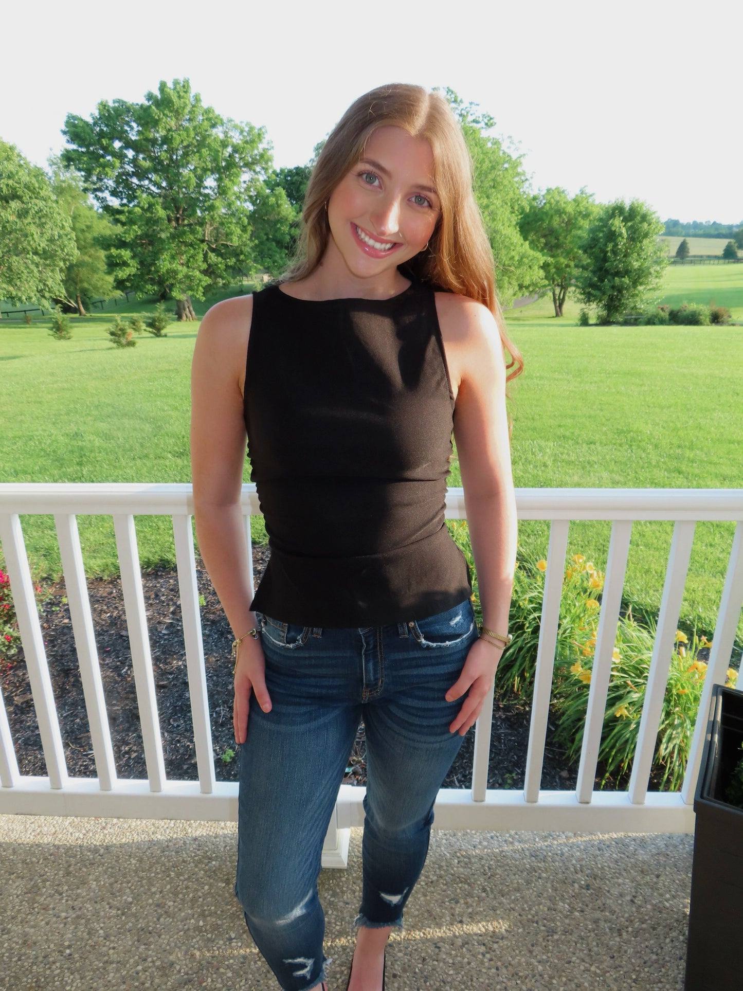 Black Boatneck Top