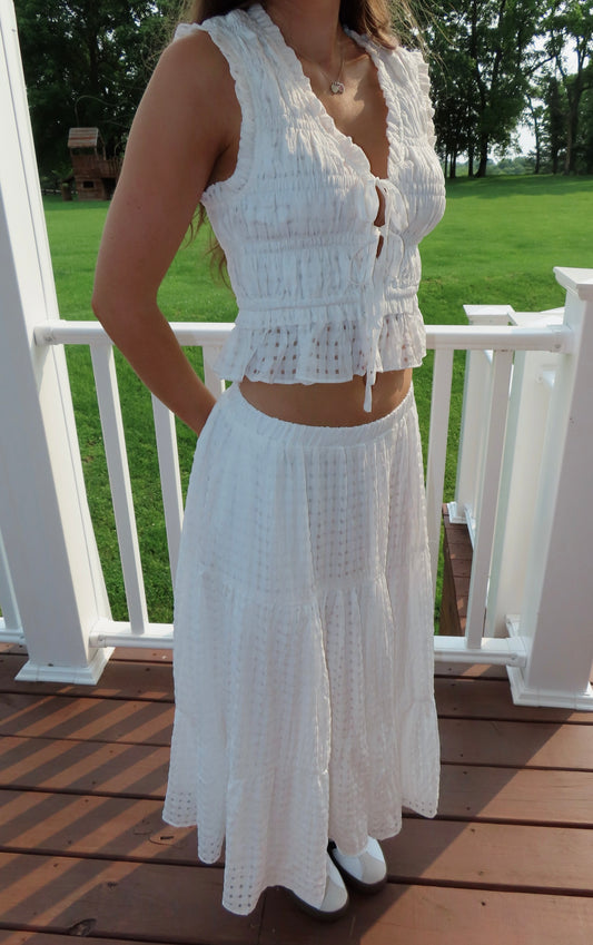 White Ruffle Top
