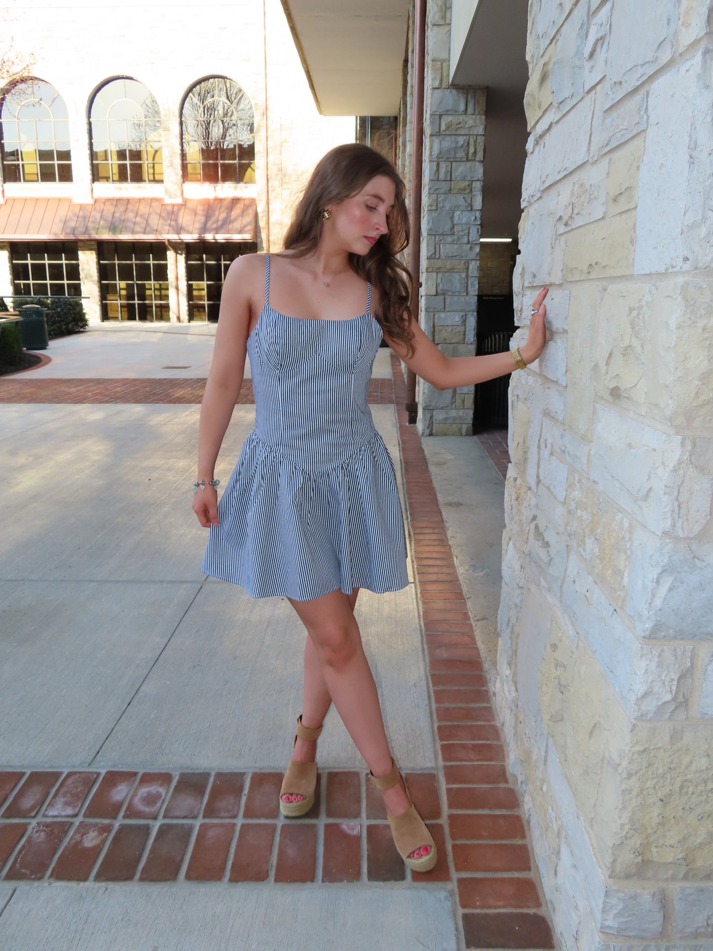 Blake Navy Stripe Mini Dress